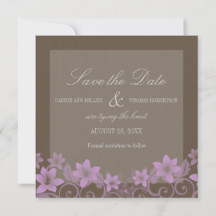Save The Date Lilac Rustic Floral Enregistrer l'Invitation de da