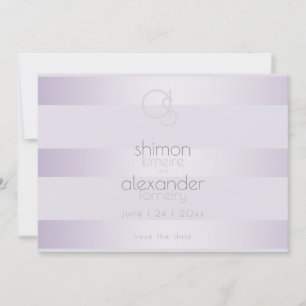 Save the Date Lilac Shimmer Stripes Monogram