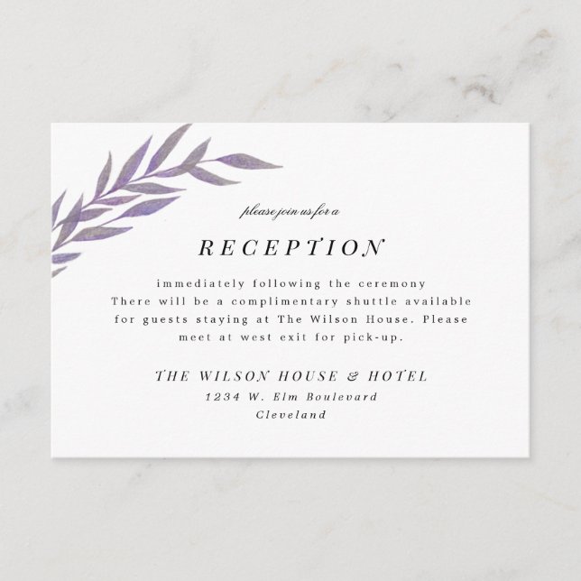 Save The Date Lilac Simple Branche Salle De Réception De Mariage (Devant)