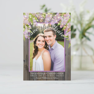 Save The Date Lilacs rustique aquarelle sur Mariage photo en boi