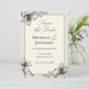 Save The Date Lily Simple Floral Vintage Mariage Chrétien