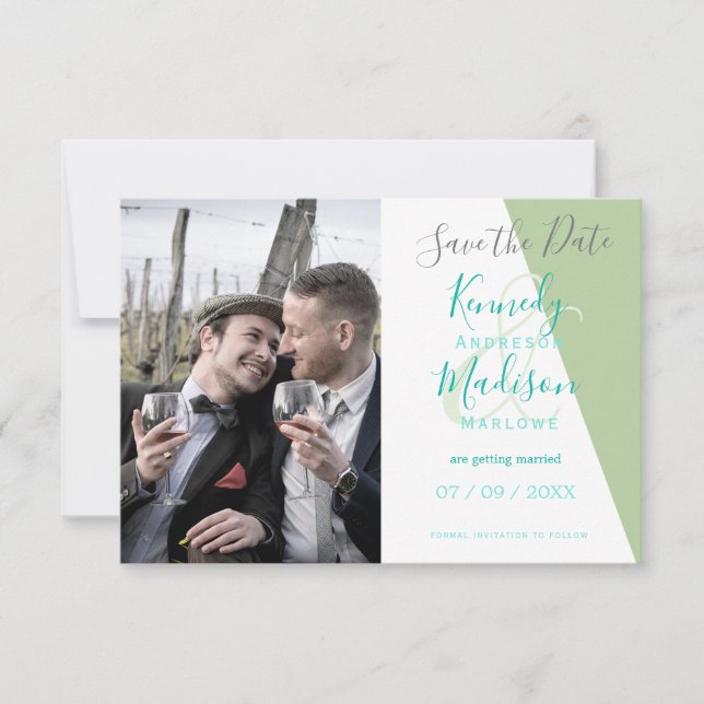Save The Date Lime Géométrique Magnifique minimaliste Mariage (Devant)