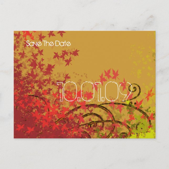 Save the Date- Lime Leaf Swirls - Announcement Postcard (Front)