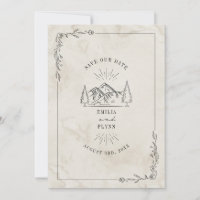 Line Art Mountains Mariage aquarelle