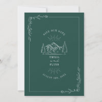 Line Art Mountains Mariage Turquoise Enregistrer L