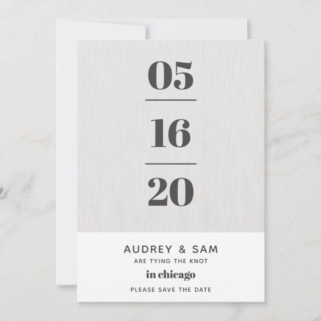 Save The Date Linen Modern Minimal Enregistrer la date (Devant)