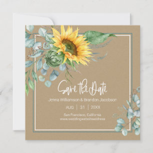 Save The Date Livre de automne Kraft Tournesol Eucalyptus