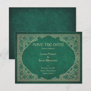 Save The Date Livre de bibliothèque Geek vert Mariage littéraire