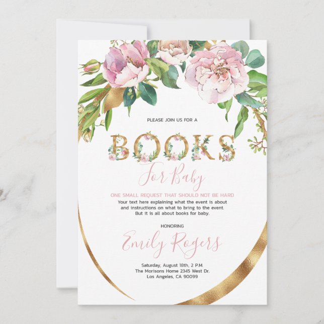 Save The Date Livres à lettres florales or pour bébé (Devant)