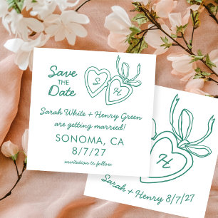 Save The Date Locket à coeur fantaisiste doodle sketch moderne S