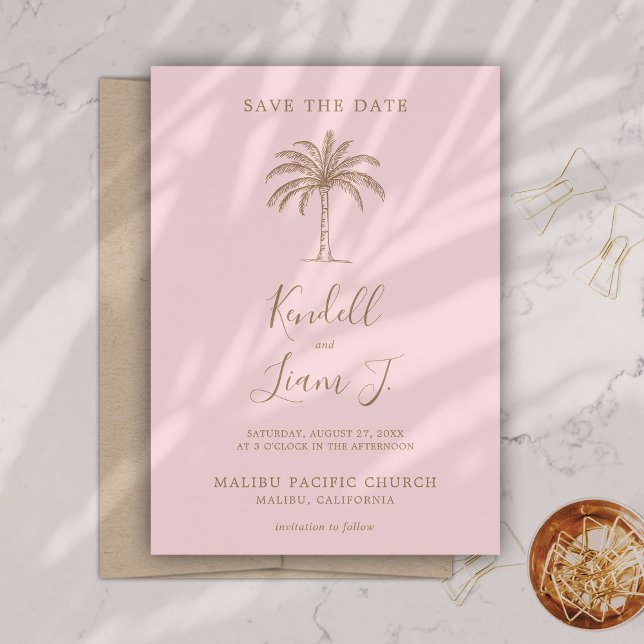Save The Date Logo du Mariage Monogramme Palm Tree (Créateur téléchargé)