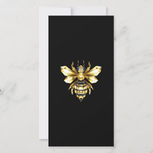 Save The Date Logo Faux Gold Foil Bee Polygonal sur Noir