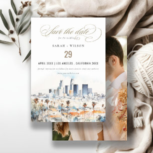 Save The Date Los Angeles, Californie Mariage photo Watercolor