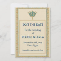 Lotus Égyptien Or Faire Part de Réservation de Dat