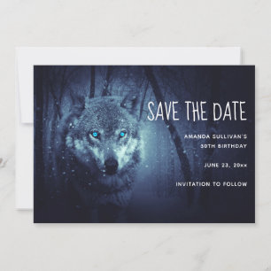 Save The Date Loup sauvage magique aux yeux bleus Extraordinaire