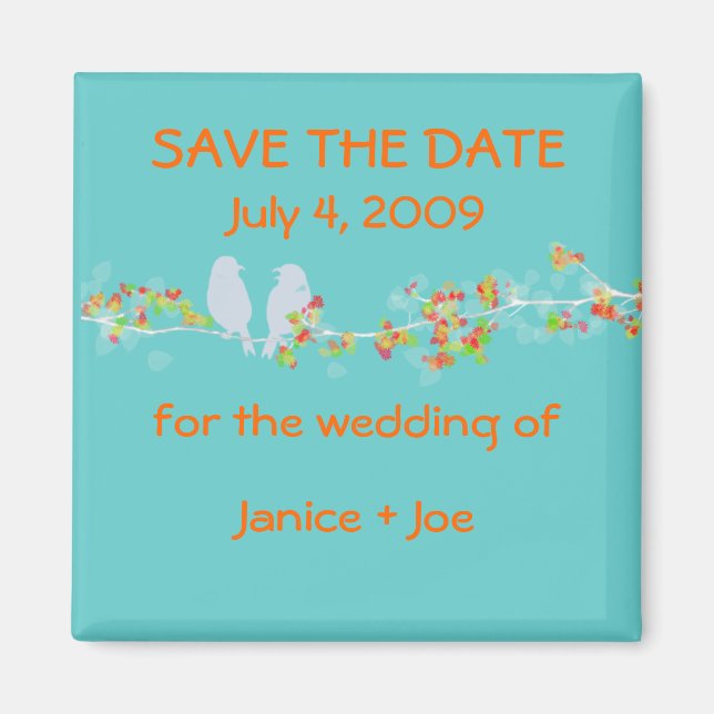 Save the Date love birds magnet (Front)