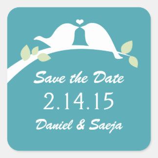 Save the Date Love Birds Square Sticker