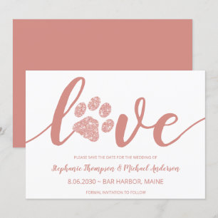 Save The Date Love Empreinte de patte Mariage Non Photo Enregist