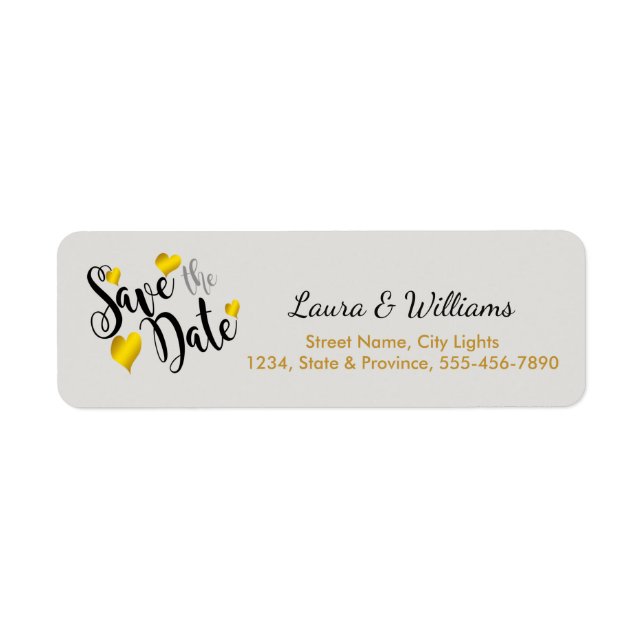 Save The Date Love Golden Heart Shape Brushed (Front)