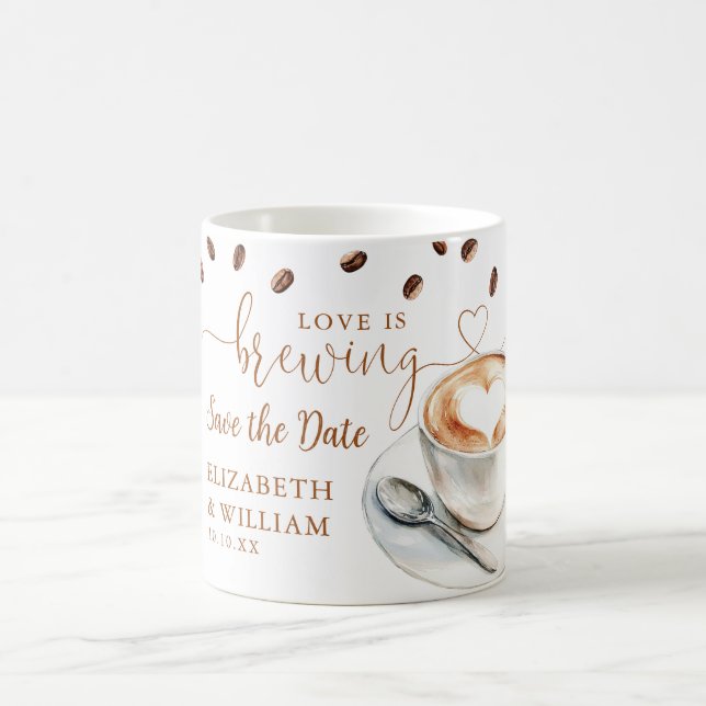 Save The Date Love Is Brewing Coffee Mug (Center)