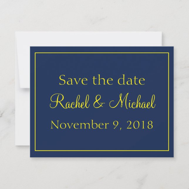 Save The Date Lovely Blue and Gold Enregistrer la date (Devant)