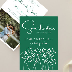 Save The Date Lucky Clover Emerald Green Photo Enregistrer La Da