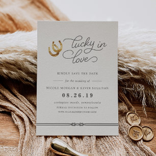 Save The Date Lucky in Love   Rustic Horseshoes Mariage