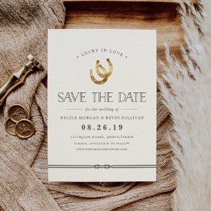 Save The Date Lucky in Love   Rustic Horseshoes Mariage