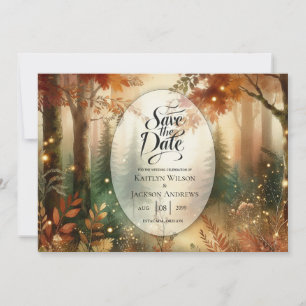 Save The Date Lueur d'automne dans le mariage de la forêt enchan