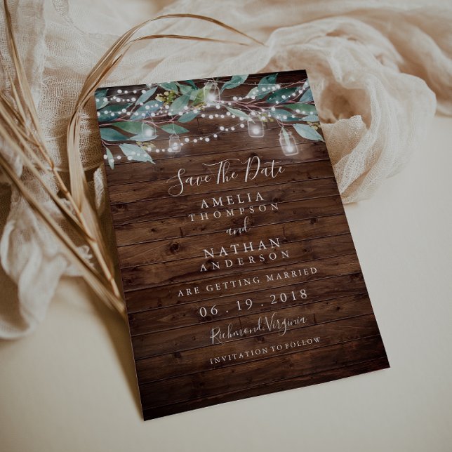 Save The Date Lumières de Chaîne de Feuille Rustique Enregistrer (Créateur téléchargé)