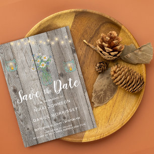 Save The Date Lumières de Chaîne Rustiques de Campagne Jars Fleu