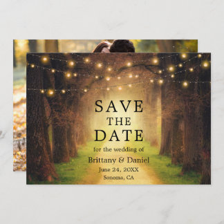 Save The Date Lumières de mariage de chemin forestier rustique P