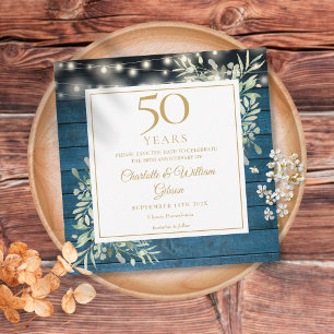 Save The Date Lumières en bois rustique pour 50e anniversaire de