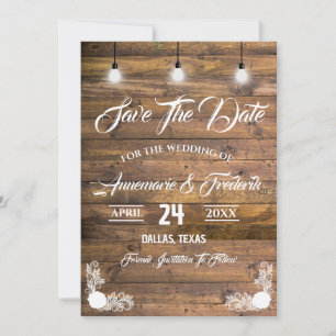Save The Date Luminaires à crémaillère en bois rustique
