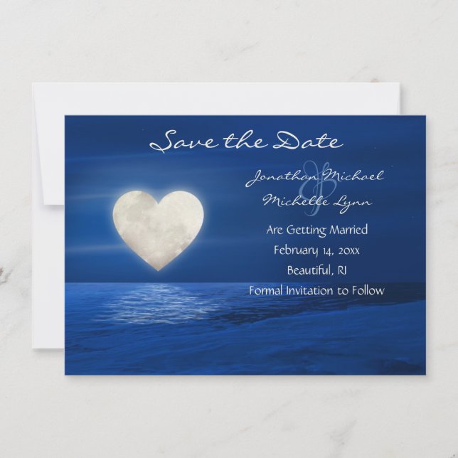 Save The Date Lune de coeur avec plage couverte de neige Mariage (Devant)