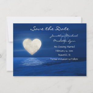 Save The Date Lune de coeur avec plage couverte de neige Mariage
