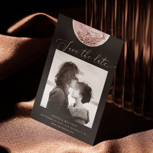 Save The Date Lune Mystique   Photo de mariage cosmique noir élé