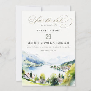 Save The Date Lungern Suisse paysage aquarelle mariage
