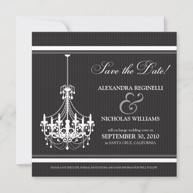 Save The Date Lustre classique Enregistrer la date (noir/blanc) (Devant)