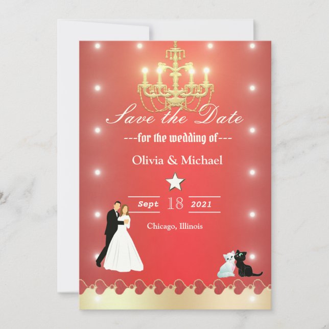 Save The Date Lustre doré (Devant)