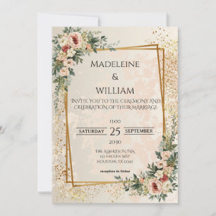 Save The Date Luxe Elegant Garden Flowers Mariage