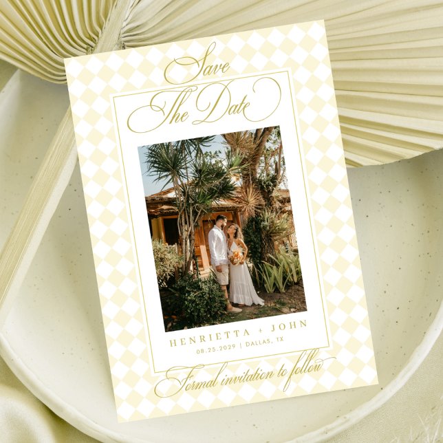 Save The Date Luxe Script Citron Raffiné Mariage d'Été (Créateur téléchargé)