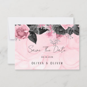 Save The Date Luxueux Mariage d'encre rose et noire