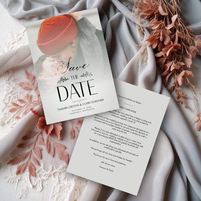 Save The Date Luxury Modern Transparency Wedding Photo Script (Luxury Modern Transparency Wedding Custom Photo Script Save the Dates Cards. )