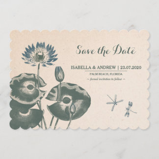 Save The Date Lys d'eau et libellules Enregistrer la date