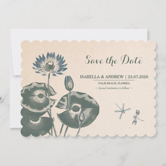 Save The Date Lys d'eau et libellules Enregistrer la date (Devant)