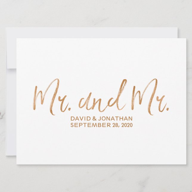 Save The Date "M. et M." SIGNE Mariage Gay | Cuivre élégant (Devant)