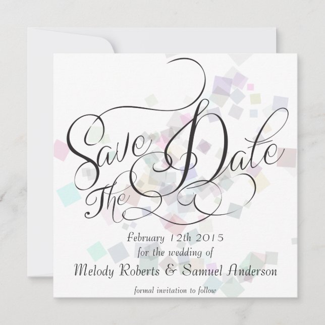 Save The Date M. et Mme. | Pastel Colours Confetti (Devant)