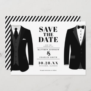 Save The Date M. & Mr. Modern Black Mariage Tux - Enregistrer la