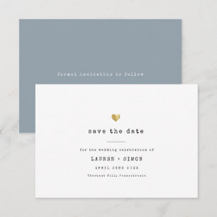 Save The Date Machine à écrire minimaliste moderne Or Mariage Bl